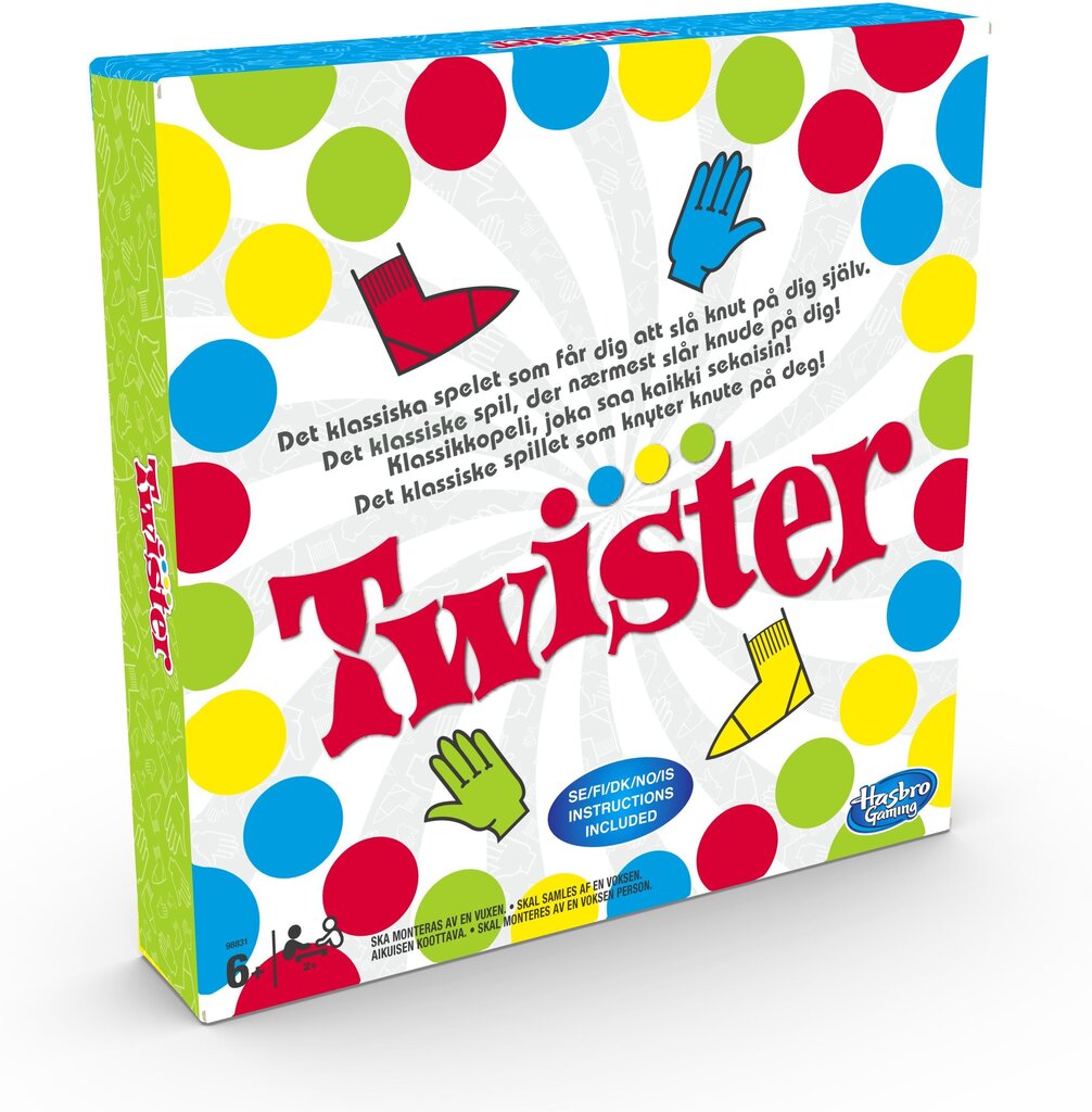 Stalo žaidimas Hasbro Games Twister, SE, FI, DK, NO, IS kaina ir informacija | Stalo žaidimai, galvosūkiai | pigu.lt