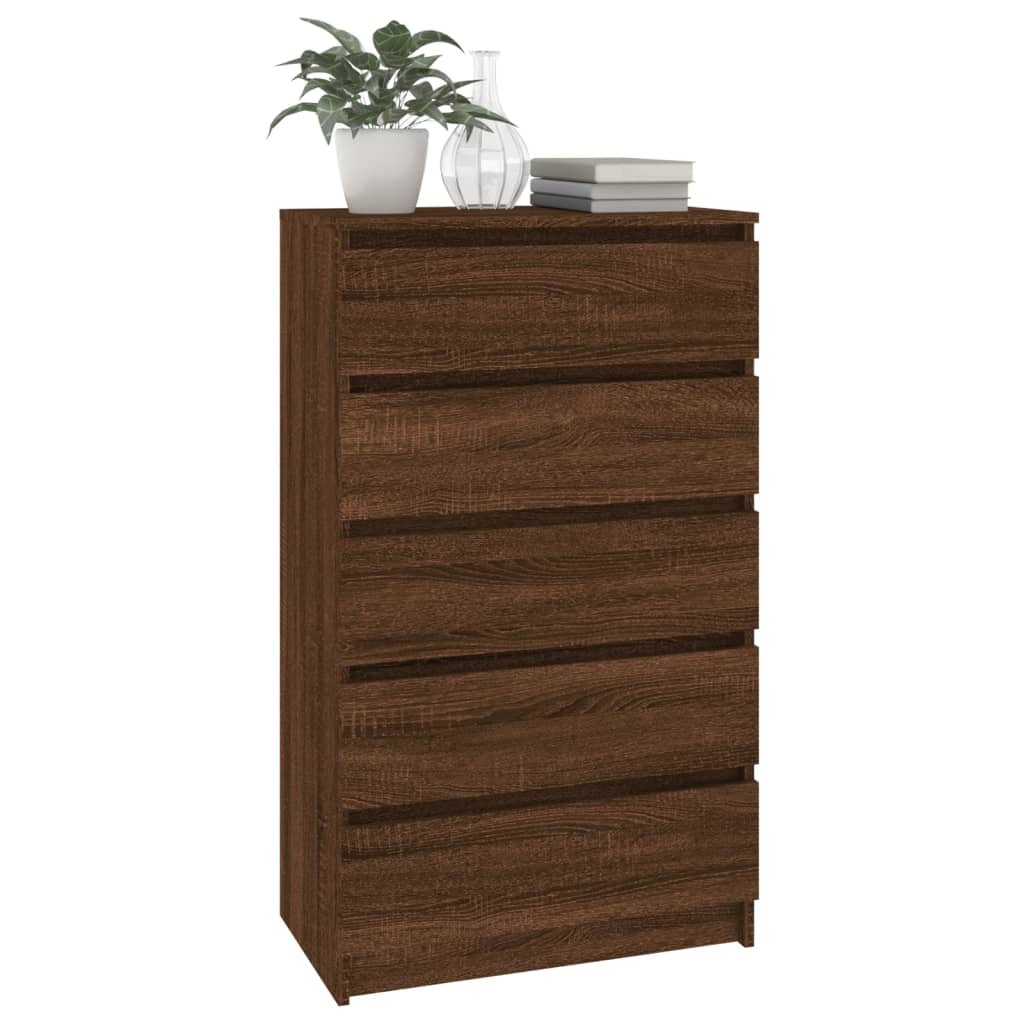 vidaXL Spintelė su stalčiais, ruda ąžuolo, 60x36x103cm, mediena kaina ir informacija | Komodos | pigu.lt