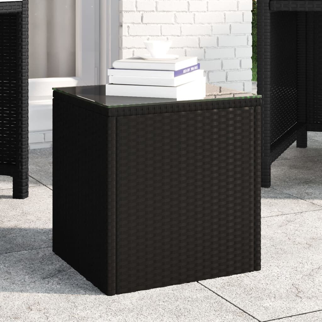 Šoninis staliukas, juodos spalvos, 40x37x40,5cm, poliratanas kaina ir informacija | Kavos staliukai | pigu.lt