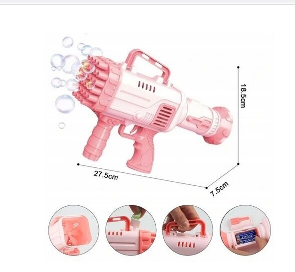 Burbulų pistoletas Vergionic su priedais, rožinis kaina ir informacija | Vandens, smėlio ir paplūdimio žaislai | pigu.lt
