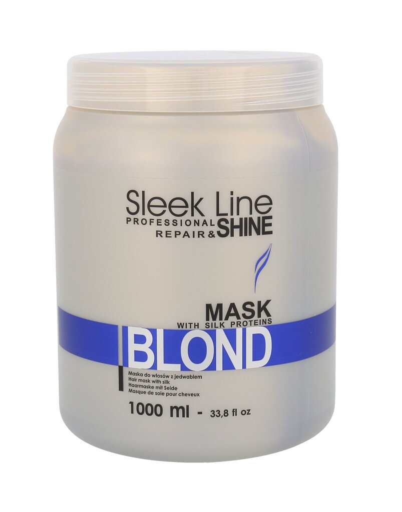 Geltonus tonus neutralizuojanti kaukė šviesiems plaukams su šilko ekstraktu Stapiz Sleek Line Blond, 1000 ml kaina ir informacija | Priemonės plaukų stiprinimui | pigu.lt