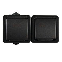 Kanlux Tekno black - розетка с двойным заземлением и защитой контактов N/T IP54 27356 цена и информация | Выключатели, розетки | pigu.lt