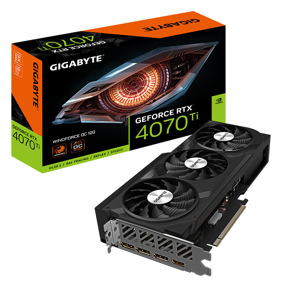 Gigabyte GeForce RTX 4070 Ti WINDFORCE OC GV-N407TWF3OC-12GD kaina ir informacija | Vaizdo plokštės (GPU) | pigu.lt