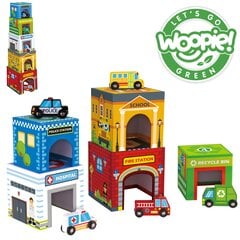 WOOPIE GREEN Cube Puzzle Городские транспортные средства в коробках + фигурки 10 эл. цена и информация | Конструкторы и кубики | pigu.lt