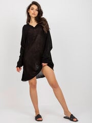 черное свободное вязаное платье с длинным рукавом цена и информация | Женские блузки, рубашки | pigu.lt