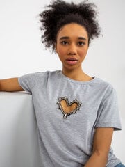 серая женская футболка с вырезом в форме сердца цена и информация | Футболка женская | pigu.lt