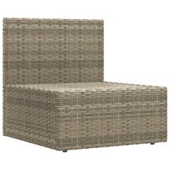 vidaXL Vidurinė sodo sofos dalis su pagalvėmis, pilka, poliratanas kaina ir informacija | Lauko kėdės, foteliai, pufai | pigu.lt