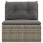 vidaXL Vidurinė sodo sofos dalis su pagalvėmis, pilka, poliratanas kaina ir informacija | Lauko kėdės, foteliai, pufai | pigu.lt