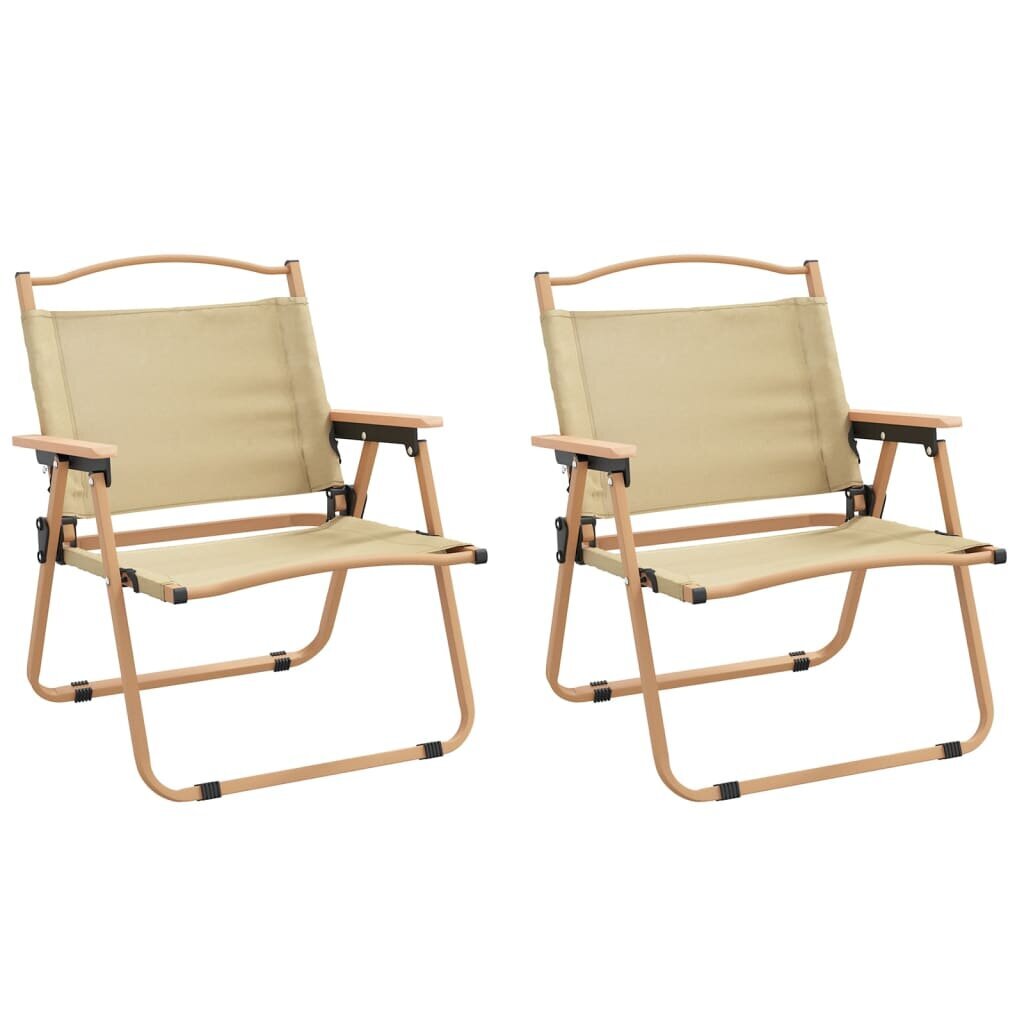 Stovyklavimo 2 -jų kėdžių komplektas vidaXL, smėlio spalvos цена и информация | Lauko kėdės, foteliai, pufai | pigu.lt