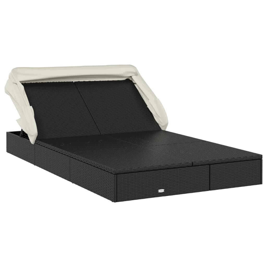 Saulės gultas su stogu vidaXL , juodas/baltas kaina ir informacija | Gultai | pigu.lt