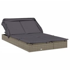 Saulės gultas su stogu vidaXL, pilkas цена и информация | Шезлонги | pigu.lt