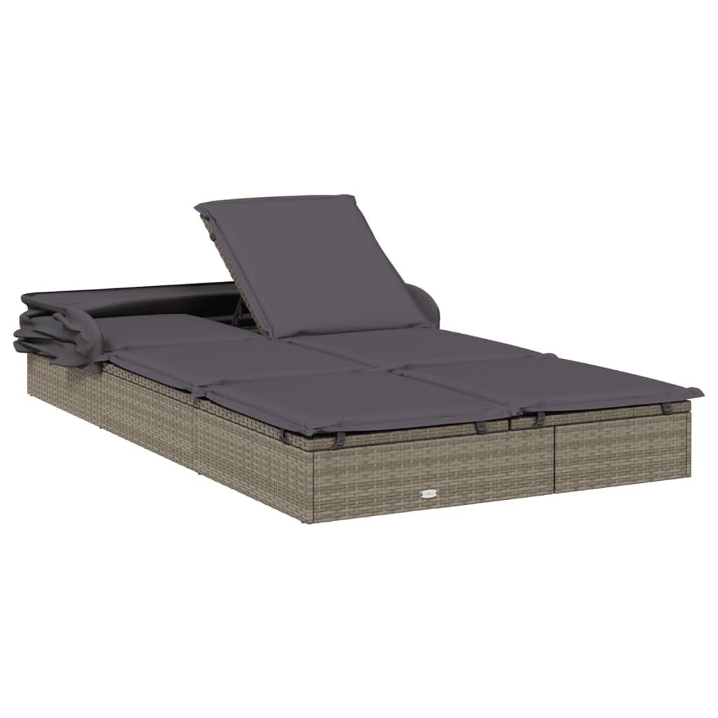Saulės gultas su stogu vidaXL, pilkas kaina ir informacija | Gultai | pigu.lt