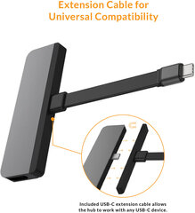 Hyper HyperDrive 6-in-1, USB-C kaina ir informacija | Kabeliai ir laidai | pigu.lt