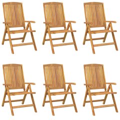vidaXL Atlošiamos sodo kėdės, 6vnt., tikmedžio medienos masyvas цена и информация | Садовые стулья, кресла, пуфы | pigu.lt