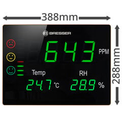 CO2 matavimo prietaisas Bresser Smile XXL kaina ir informacija | Meteorologinės stotelės, termometrai | pigu.lt