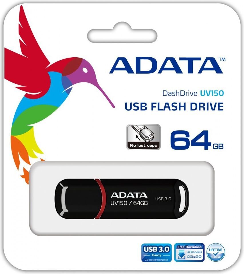 Adata UV150 64GB USB 3.0 цена и информация | USB laikmenos | pigu.lt