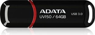 Atmintinė A-data UV150 64GB, USB 3.0, Juoda kaina ir informacija | ADATA Kompiuterinė technika | pigu.lt
