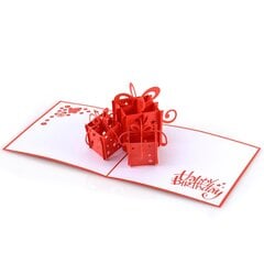 Išsiskleidžiantis 3D šventinis atvirukas Happy Gifters Gimtadienio dovanos 15x15cm kaina ir informacija | Vokeliai, atvirukai | pigu.lt