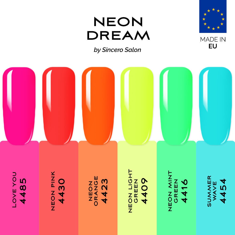 Gelinio nagų lako rinkinys Sincero Salon Neon Dream, 6 vnt. x 6 ml kaina ir informacija | Nagų lakai, stiprintojai | pigu.lt