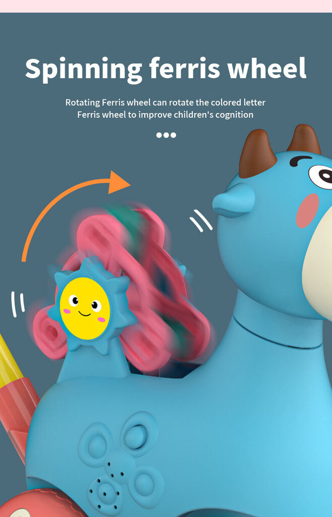 Muilo burbulų mašina - stumdukas, su efektai Cooler Stuff Co, mėlyna kaina ir informacija | Žaislai kūdikiams | pigu.lt