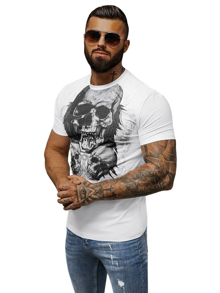 Marškinėliai vyrams NB/MT3020-50764, balti kaina ir informacija | Vyriški marškinėliai | pigu.lt