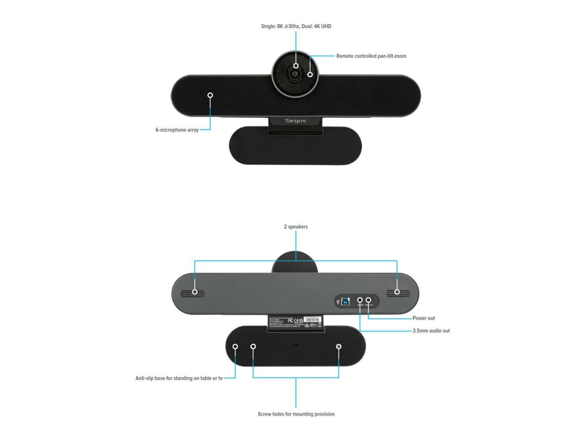 Targus All-in-One 4K Conference System (AEM350) kaina ir informacija | Kompiuterio (WEB) kameros | pigu.lt