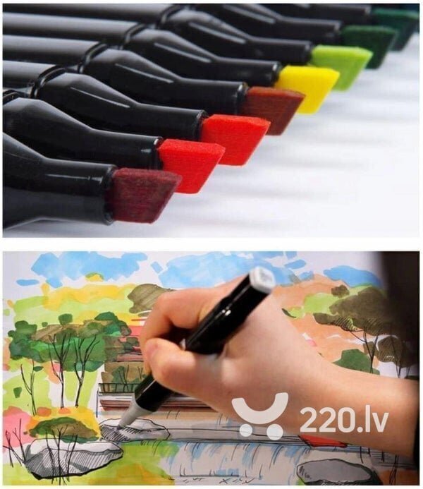 Dvipusiai markeriai flomasteriai, 24 vnt цена и информация | Piešimo, tapybos, lipdymo reikmenys | pigu.lt