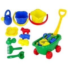 Traukiamasis vežimėlis, rinkinys 10 vnt. Žalias kaina ir informacija | Vandens, smėlio ir paplūdimio žaislai | pigu.lt