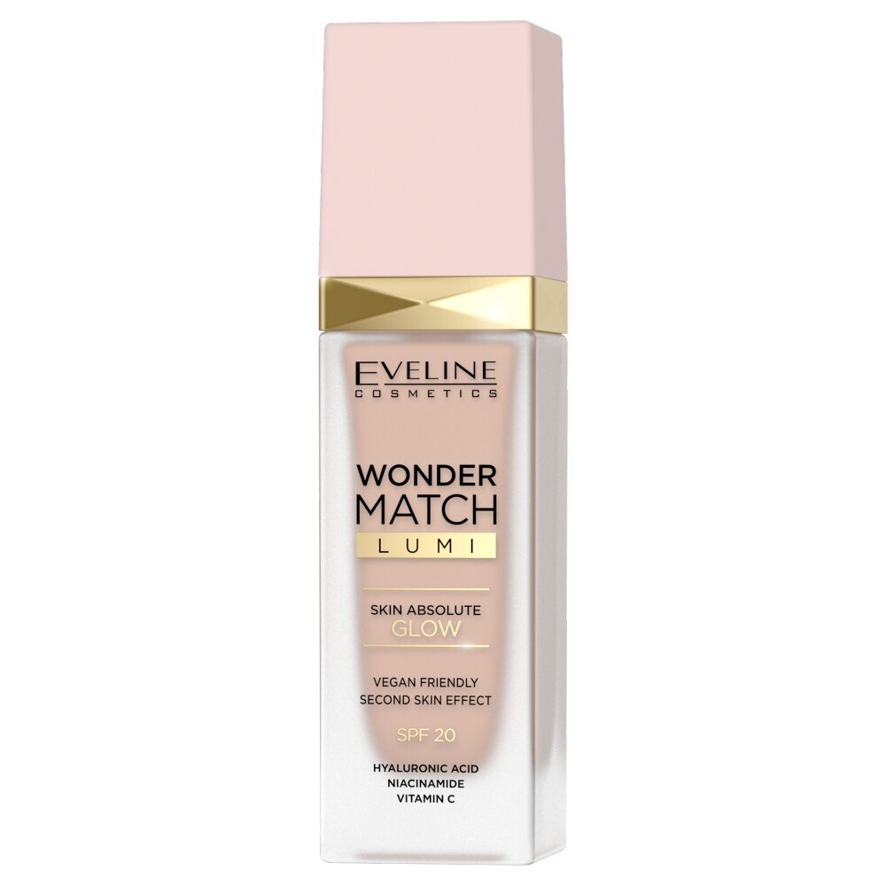 Makiažo pagrindas Eveline Wonder Match Lumi Skin Absolute Glow SPF20 10 Vanilla, 30 ml цена и информация | Makiažo pagrindai, pudros | pigu.lt