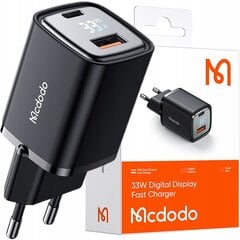 Зарядное устройство USB/USB-C, Nano, с дисплеем, Gan 33W Pd, Mcdodo цена и информация | Зарядные устройства для телефонов | pigu.lt