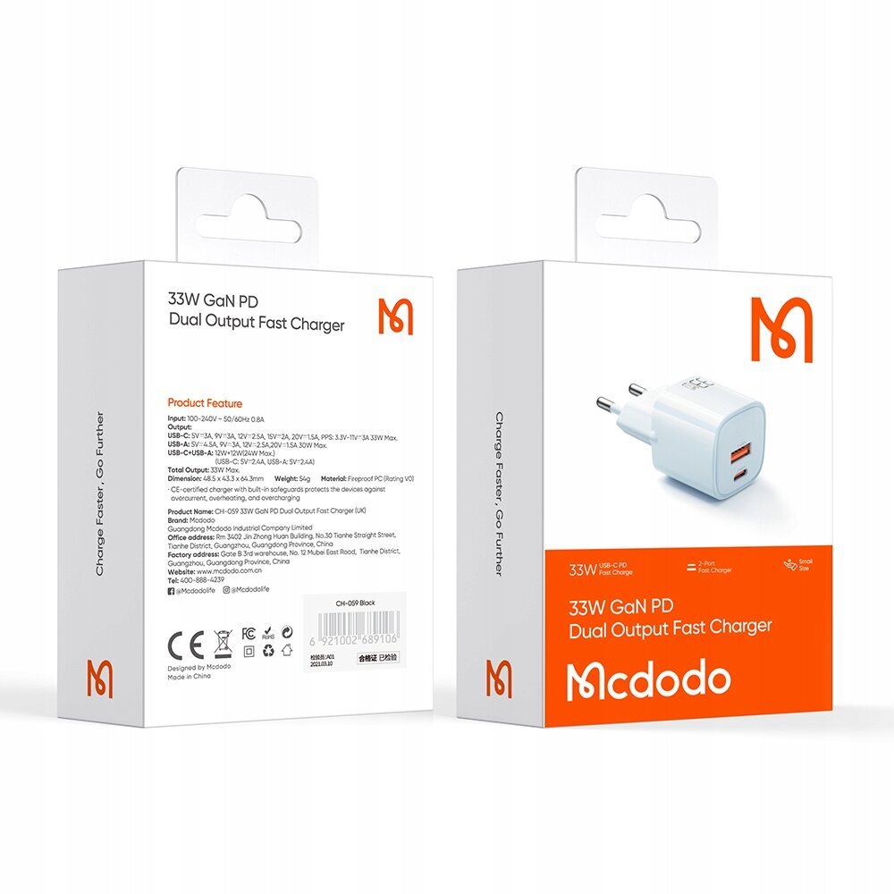 McDodo Nano CH-0154 kaina ir informacija | Krovikliai telefonams | pigu.lt