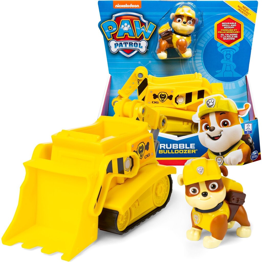 Spin Master Paw Patrol (Šunyčiai Patruliai) Buldozerio ekskavatorius Rubble su figūrėle цена и информация | Žaislai berniukams | pigu.lt