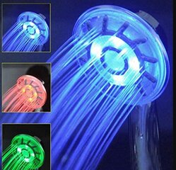 RGB LED vonios kambario dušo galvutė, 3 spalvų LED dušo galvutė, keičiama šviesos vandens temperatūra kaina ir informacija | Vonios kambario aksesuarai | pigu.lt