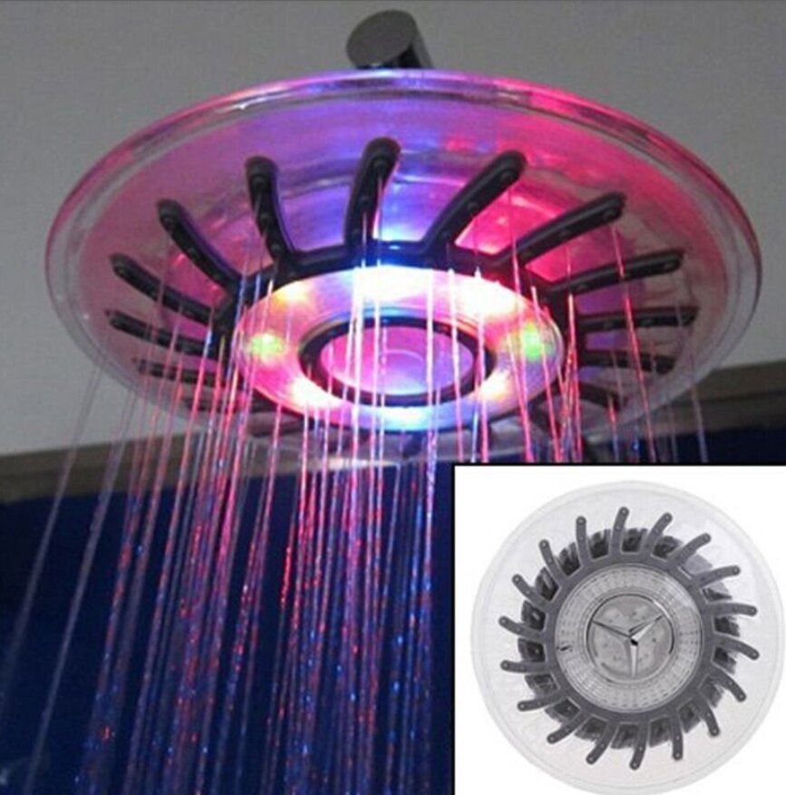 RGB LED vonios kambario dušo galvutė, 3 spalvų LED dušo galvutė, keičiama šviesos vandens temperatūra цена и информация | Vonios kambario aksesuarai | pigu.lt