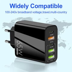 Зарядное устройство для телефона 65 Вт GaN USB C Быстрое зарядное устройство на 5 устройств цена и информация | Зарядные устройства для телефонов | pigu.lt