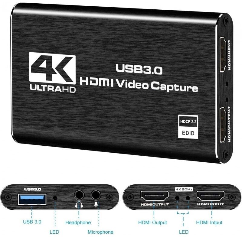 Adapteris RoGer HDMI/USB 3.0/HDCP 2.2 kaina ir informacija | Adapteriai, USB šakotuvai | pigu.lt