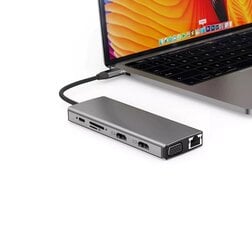 MST Dock Station 12in1 Lite Док станция для портативного компьютера USB-C на 2x HDMI / 4x USB3.0 / SD/TF / VGA / LAN цена и информация | Адаптеры, USB-разветвители | pigu.lt