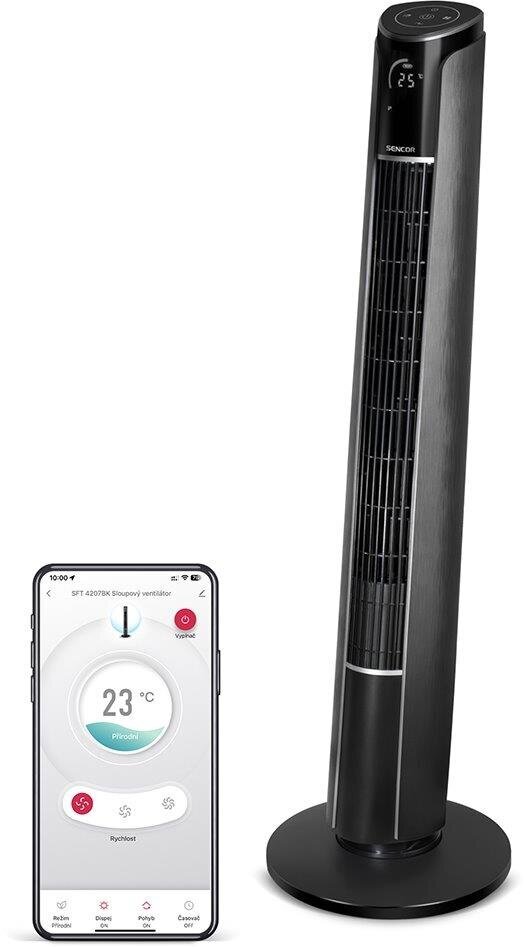 Bokštinis ventiliatorius Sencor SFT 4207BK SmartBreeze Wi-Fi, App, Touch control, Timer, remote kaina ir informacija | Ventiliatoriai | pigu.lt