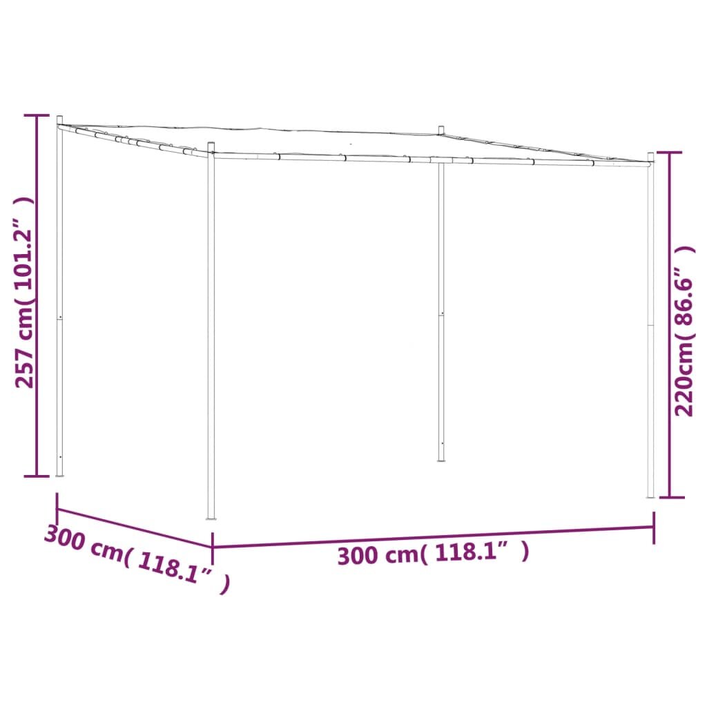 vidaXL Pavėsinė, smėlio spalvos, 3x3m, audinys ir plienas, 180g/m² kaina ir informacija | Pavėsinės | pigu.lt