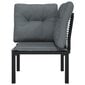 vidaXL Kampinė sodo kėdė su pagalvėlėmis, juoda ir pilka, poliratanas kaina ir informacija | Lauko kėdės, foteliai, pufai | pigu.lt