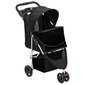 VidaXL sulankstomas vežimėlis šunims, juodas цена и информация | Transportavimo narvai, krepšiai | pigu.lt