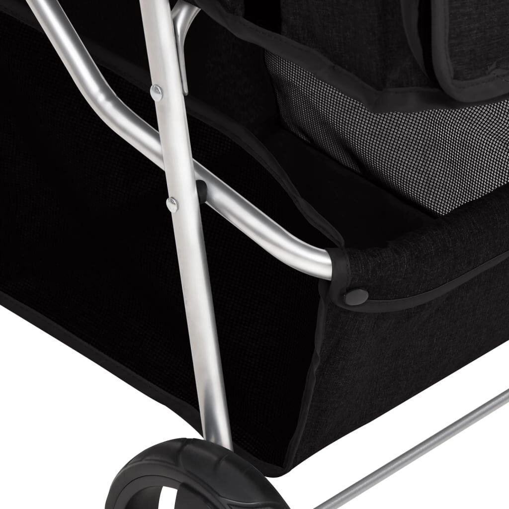 VidaXL sulankstomas vežimėlis šunims, juodas цена и информация | Transportavimo narvai, krepšiai | pigu.lt