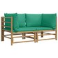 vidaXL Kampinės sodo sofos dalys su pagalvėlėmis, 2vnt., bambukas цена и информация | Lauko kėdės, foteliai, pufai | pigu.lt