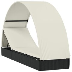 Saulės gultas su stogu vidaXL , juodas/baltas цена и информация | Лежаки | pigu.lt