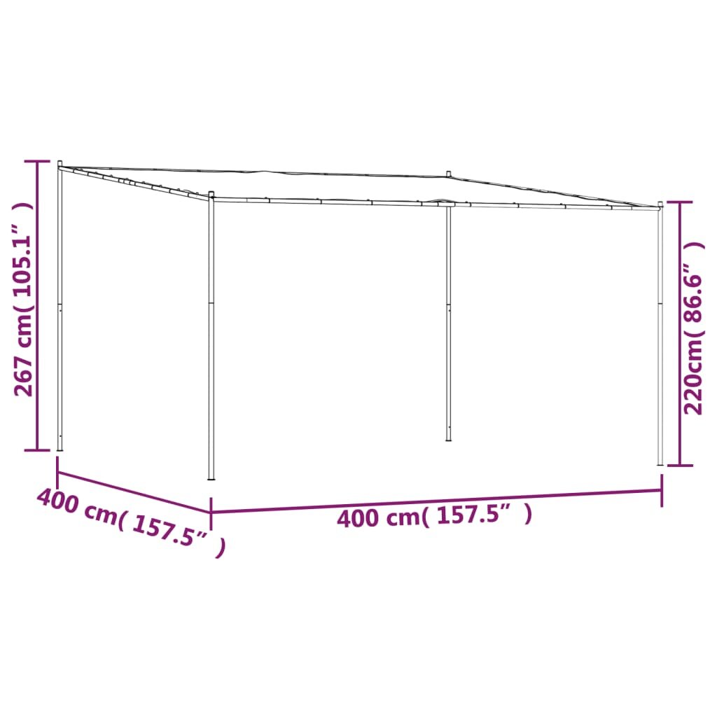 vidaXL Pavėsinė, smėlio spalvos, 4x4m, audinys ir plienas, 180g/m² цена и информация | Pavėsinės | pigu.lt