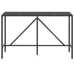 vidaXL Stalas su stikliniu stalviršiu, juodas, 180x70x110cm, ratanas цена и информация | Садовые столы, столики | pigu.lt