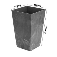 Горшок 2 л имитация бетона В 20 см Квадратный пластиковый горшок с бетонной структурой серый цена и информация | Горшки | pigu.lt