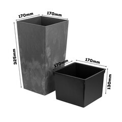 Горшок 7,2 л имитация бетона В 32,5 см Квадратный пластиковый горшок с бетонной структурой серый цена и информация | Вазоны | pigu.lt