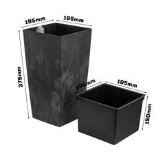 Цветочный горшок 11,4 л под бетон H 37,5 см цветочный горшок из пластика квадратный цветочный горшок антрацит цена и информация | Вазоны | pigu.lt