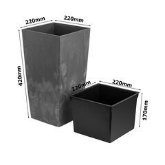 Горшок 16,3 л имитация бетона В 42 см Квадратный пластиковый горшок с бетонной структурой серый цена и информация | Вазоны | pigu.lt